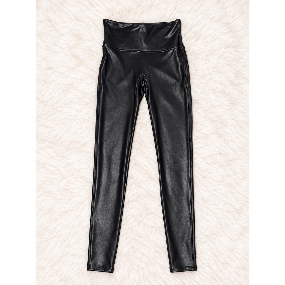 Spanx Faux Leather Leggings Black High Waisted Shaping Pants Medium M 20255R
